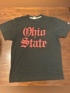 HOMAGE Black Tee with Red "Ohio State" Script
